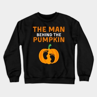 Mens Pregnancy Halloween Man Behind the Pumpkin Costume Couples Crewneck Sweatshirt